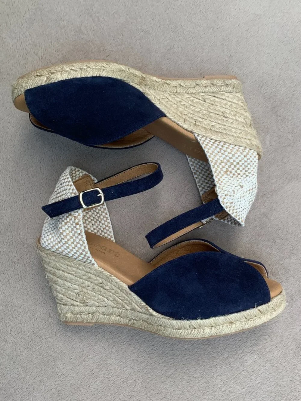 Paseart Genuine Suede Espadrille Wedge Sandals Sz38 NWOT